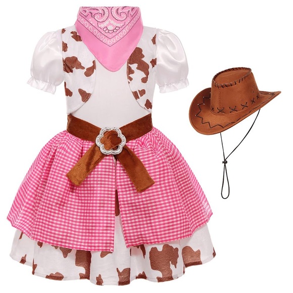 Pink and Brown Cowgirl Costume for Kids hat not included - Picture 1 of 4